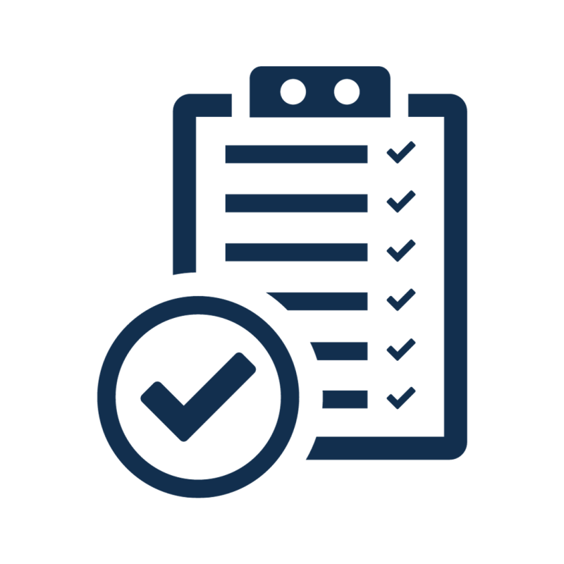 An icon of a clipboard with ticks.